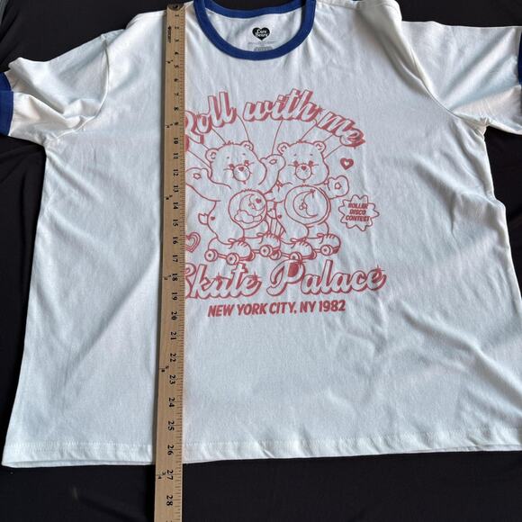 Care Bears Shirt Mens 2XL White Blue Ringer Roll With Me Skate Palace 1982 NYC - Picture 7 of 7